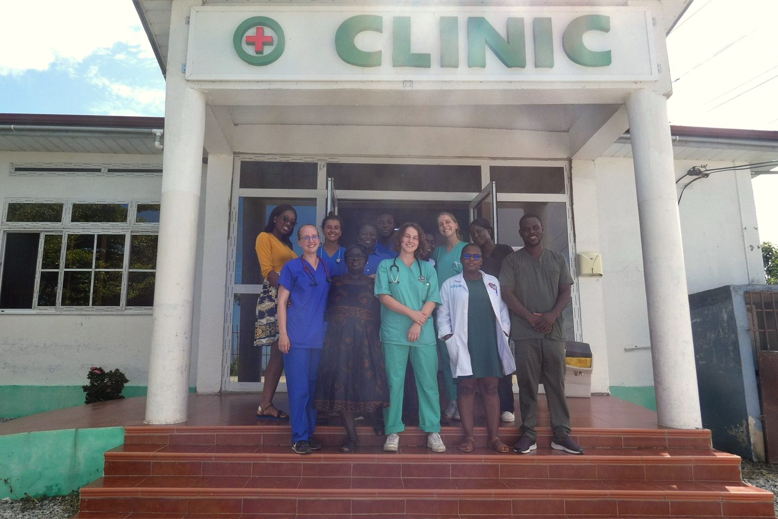 The MedXchange Africa team outside the clinic in Cape Coast, Ghana